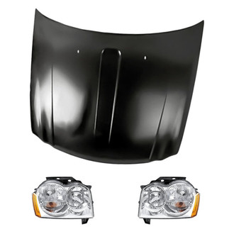 Replacement - 3-Piece Kit (Driver and Passenger Side Headlights, Hood Panel) (Standard Line)