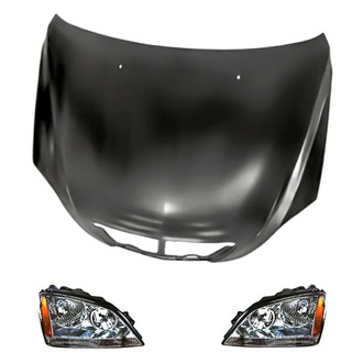 Replacement - 3-Piece Kit (Driver and Passenger Side Headlights, Hood Panel) (Standard Line)