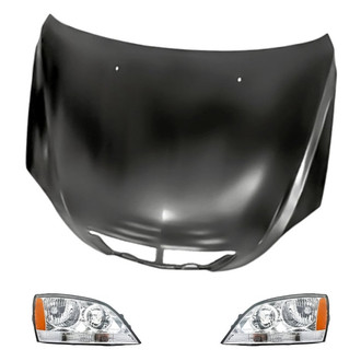 Replacement - 3-Piece Kit (Driver and Passenger Side Headlights, Hood Panel) (Standard Line)