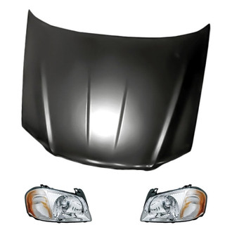 Replacement - 3-Piece Kit (Driver and Passenger Side Headlights, Hood Panel) (Standard Line)