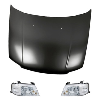 Replacement - 3-Piece Kit (Driver and Passenger Side Headlights, Hood Panel) (Standard Line)