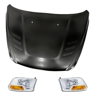 Replacement - 3-Piece Kit (Driver and Passenger Side Headlights, Hood Panel) (Standard Line)