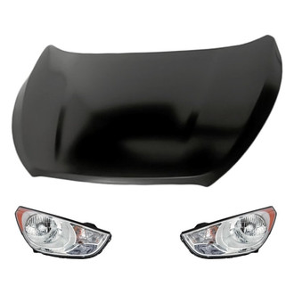Replacement - 3-Piece Kit (Driver and Passenger Side Headlights, Hood Panel) (Standard Line)
