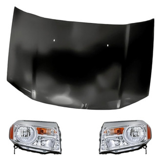 Replacement - 3-Piece Kit (Driver and Passenger Side Headlights, Hood Panel) (Standard Line)