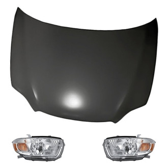Replacement - 3-Piece Kit (Driver and Passenger Side Headlights, Hood Panel) (Standard Line)
