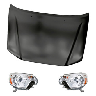 Replacement - 3-Piece Kit (Driver and Passenger Side Headlights, Hood Panel) (Standard Line)
