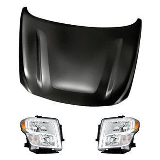 Replacement - 3-Piece Kit (Driver and Passenger Side Headlights, Hood Panel) (Standard Line)