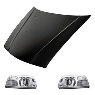 Replacement - 3-Piece Kit (Driver and Passenger Side Headlights, Hood Panel) (Standard Line)