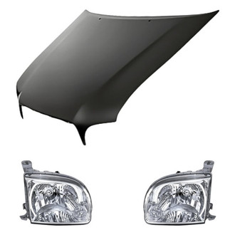 Replacement - 3-Piece Kit (Driver and Passenger Side Headlights, Hood Panel) (Standard Line)