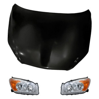 Replacement - 3-Piece Kit (Driver and Passenger Side Headlights, Hood Panel) (Standard Line)
