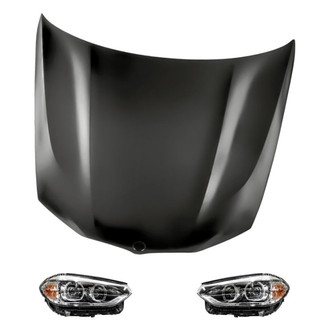 Replacement - 3-Piece Kit (Driver and Passenger Side Headlights, Hood Panel) (Standard Line)