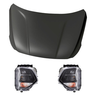 Replacement - 3-Piece Kit (Driver and Passenger Side Headlights, Hood Panel) (Standard Line)