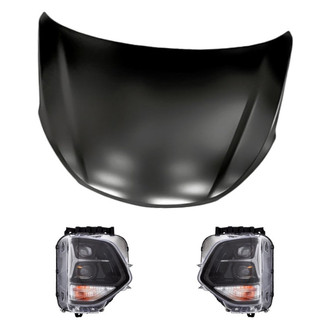 Replacement - 3-Piece Kit (Driver and Passenger Side Headlights, Hood Panel) (Standard Line)
