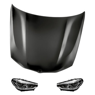 Replacement - 3-Piece Kit (Driver and Passenger Side Headlights, Hood Panel) (Standard Line)