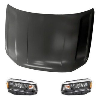 Replacement - 3-Piece Kit (Driver and Passenger Side Headlights, Hood Panel) (Standard Line)