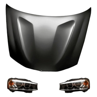 Replacement - 3-Piece Kit (Driver and Passenger Side Headlights, Hood Panel) (Standard Line)