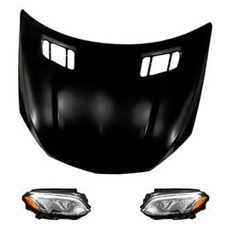 Replacement - 3-Piece Kit (Driver and Passenger Side Headlights, Hood Panel) (Standard Line)