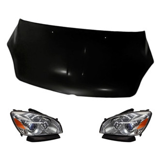 Replacement - 3-Piece Kit (Driver and Passenger Side Headlights, Hood Panel) (Standard Line)