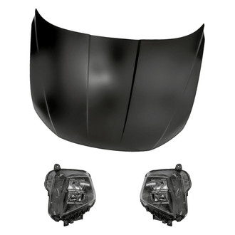 Replacement - 3-Piece Kit (Driver and Passenger Side Headlights, Hood Panel) (Standard Line)