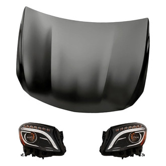 Replacement - 3-Piece Kit (Driver and Passenger Side Headlights, Hood Panel) (Standard Line)