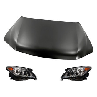 Replacement - 3-Piece Kit (Driver and Passenger Side Headlights, Hood Panel) (Standard Line)