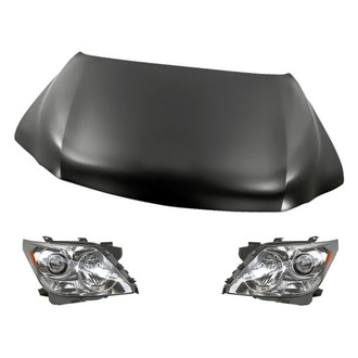 Replacement - 3-Piece Kit (Driver and Passenger Side Headlights, Hood Panel) (Standard Line)