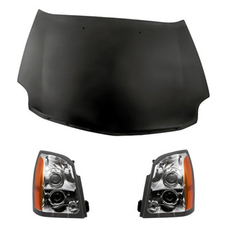 Replacement - 3-Piece Kit (Driver and Passenger Side Headlights, Hood Panel) (Standard Line)