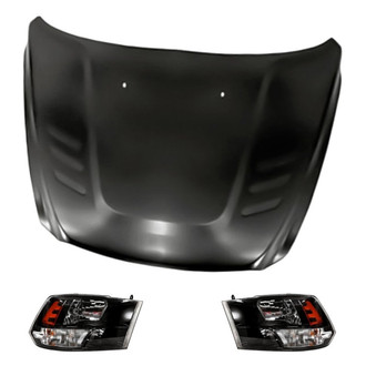 Replacement - 3-Piece Kit (Driver and Passenger Side Headlights, Hood Panel) (Standard Line)