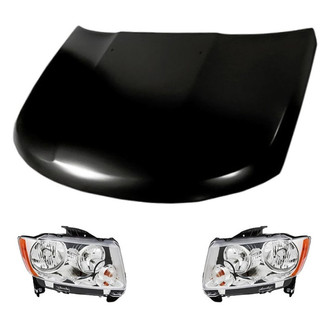 Replacement - 3-Piece Kit (Driver and Passenger Side Headlights, Hood Panel) (Standard Line)