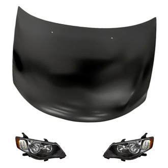 Replacement - 3-Piece Kit (Driver and Passenger Side Headlights, Hood Panel) (Standard Line)
