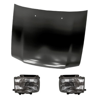 Replacement - 3-Piece Kit (Driver and Passenger Side Headlights, Hood Panel) (Standard Line)