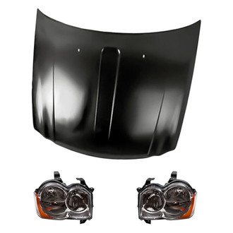 Replacement - 3-Piece Kit (Driver and Passenger Side Headlights, Hood Panel) (Standard Line)