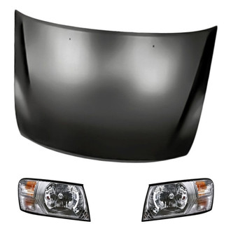 Replacement - 3-Piece Kit (Driver and Passenger Side Headlights, Hood Panel) (Standard Line)