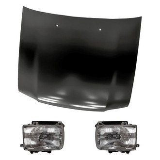 Replacement - 3-Piece Kit (Driver and Passenger Side Headlights, Hood Panel) (Standard Line)