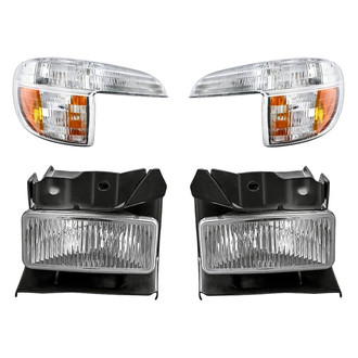 Replacement - 4-Piece Kit (Driver and Passenger Side Fog Lights Lens and Housing, Driver and Passenger Side Turn Signal/Parking Lights) (Standard Line)