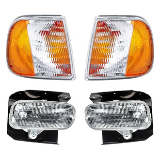 Replacement - 4-Piece Kit (Driver and Passenger Side Fog Lights, Driver and Passenger Side Turn Signal/Corner Lights Lens and Housing) (Standard Line)