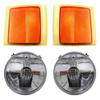 Replacement - 4-Piece Kit (Driver and Passenger Side Fog Lights, Driver and Passenger Side Upper Reflectors) (Standard Line)