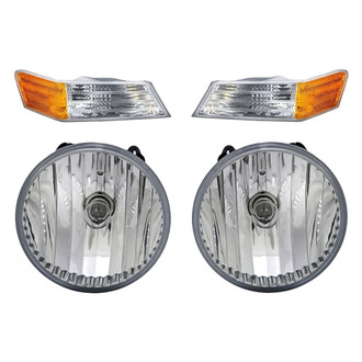 Replacement - 4-Piece Kit (Driver and Passenger Side Fog Lights Lens and Housing, Driver and Passenger Side Turn Signal/Parking Lights) (Standard Line)