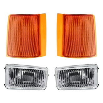 Replacement - 4-Piece Kit (Driver and Passenger Side Fog Lights Lens and Housing, Driver and Passenger Side Upper Reflectors) (Standard Line)
