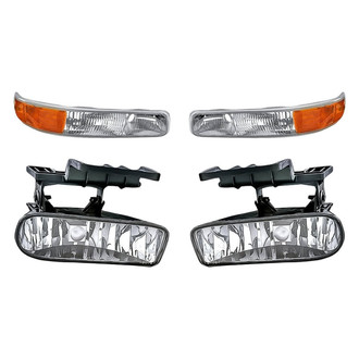 Replacement - 4-Piece Kit (Driver and Passenger Side Fog Lights, Driver and Passenger Side Turn Signal/Parking Lights) (CAPA Certified)