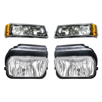 Replacement - 4-Piece Kit (Driver and Passenger Side Fog Lights, Driver and Passenger Side Turn Signal/Parking Lights) (CAPA Certified)
