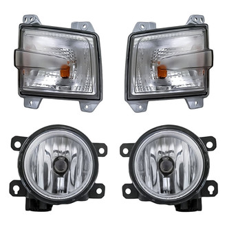 Replacement - 4-Piece Kit (Driver and Passenger Side Fog Lights, Driver and Passenger Side Turn Signal/Parking Lights) (CAPA Certified)