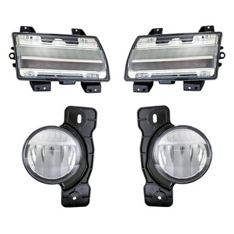Replacement - 4-Piece Kit (Driver and Passenger Side Fog Lights, Driver and Passenger Side Turn Signal/Parking Lights) (CAPA Certified)