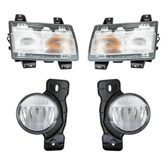 Replacement - 4-Piece Kit (Driver and Passenger Side Fog Lights, Driver and Passenger Side Turn Signal/Parking Lights) (CAPA Certified)