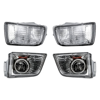 Replacement - 4-Piece Kit (Driver and Passenger Side Fog Lights Lens and Housing, Driver and Passenger Side Turn Signal/Parking Lights) (CAPA Certified)