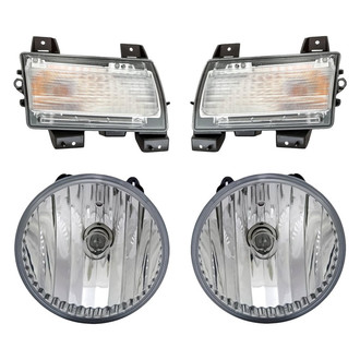 Replacement - 4-Piece Kit (Driver and Passenger Side Fog Lights Lens and Housing, Driver and Passenger Side Turn Signal/Parking Lights) (CAPA Certified)