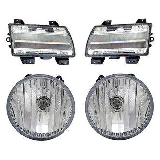 Replacement - 4-Piece Kit (Driver and Passenger Side Fog Lights Lens and Housing, Driver and Passenger Side Turn Signal/Parking Lights) (CAPA Certified)