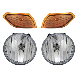 Replacement - 4-Piece Kit (Driver and Passenger Side Fog Lights Lens and Housing, Driver and Passenger Side Marker Lights) (CAPA Certified)
