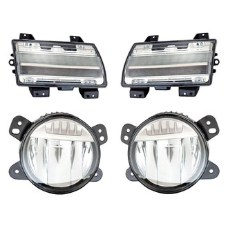 Replacement - 4-Piece Kit (Driver and Passenger Side Fog Lights, Driver and Passenger Side Turn Signal/Parking Lights) (CAPA Certified)