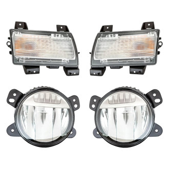 Replacement - 4-Piece Kit (Driver and Passenger Side Fog Lights, Driver and Passenger Side Turn Signal/Parking Lights) (CAPA Certified)